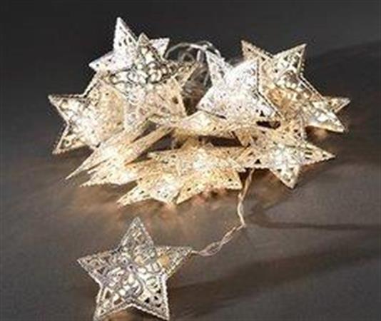 Vánoční LED řetěz 16 ks kovových hvězd