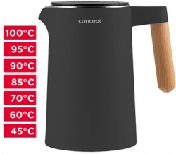 Rychlovarná konvice s regulací teploty 1,5 l Salt & Pepper, antracitová RK3302 + DOPRAVA ZDARMA